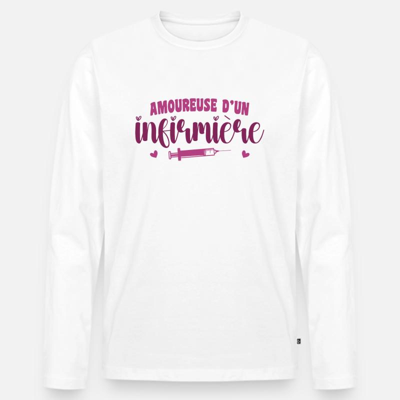Verliebt in eine Krankenschwester - Männer Premium Bio Langarmshirt - Weiß