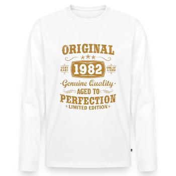Original vintage 1982 né vintage anniversaire - T-shirt manches longues Premium bio Homme - blanc - Devant - Nico (187cm)