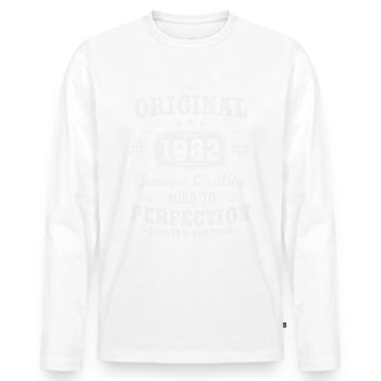 Original vintage 1982 né vintage anniversaire - T-shirt manches longues Premium bio Homme - blanc - Devant - Nico (187cm)