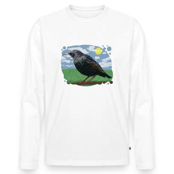 Bird stun illustration nature cloudy sky - Men's Premium Organic Long Sleeve Shirt - white - Front - Nico (187cm)