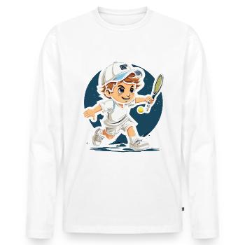 Tennis - Männer Premium Bio Langarmshirt - Weiß - Vorne - Nico (187cm)