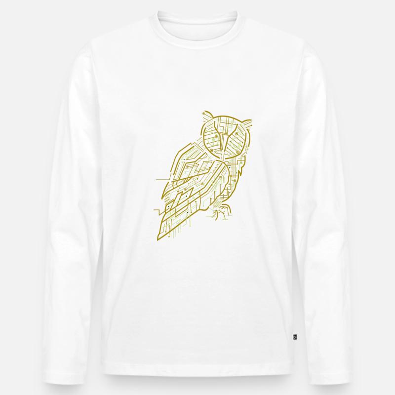 Elektrische Eule - Männer Premium Bio Langarmshirt - Weiß