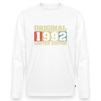 1992 Original Vintage Retro Anniversaire - T-shirt manches longues Premium bio Homme - blanc - Devant - Nico (187cm)