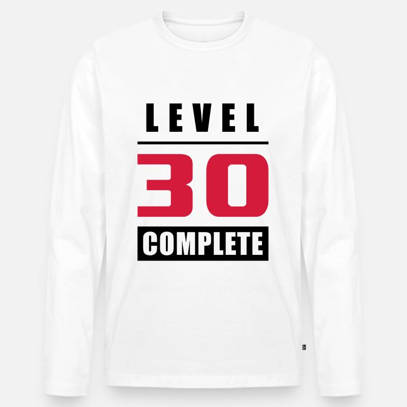 Level 30 - Fertig - Männer Premium Bio Langarmshirt - Weiß