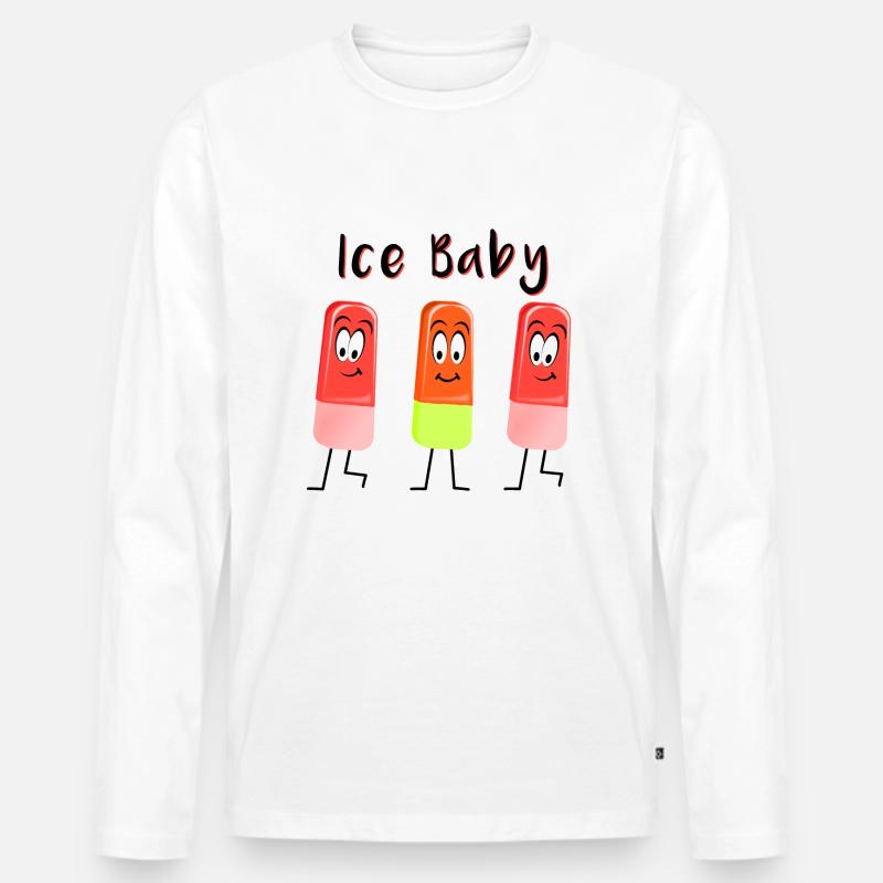 Lustiges Eis - Männer Premium Bio Langarmshirt - Weiß