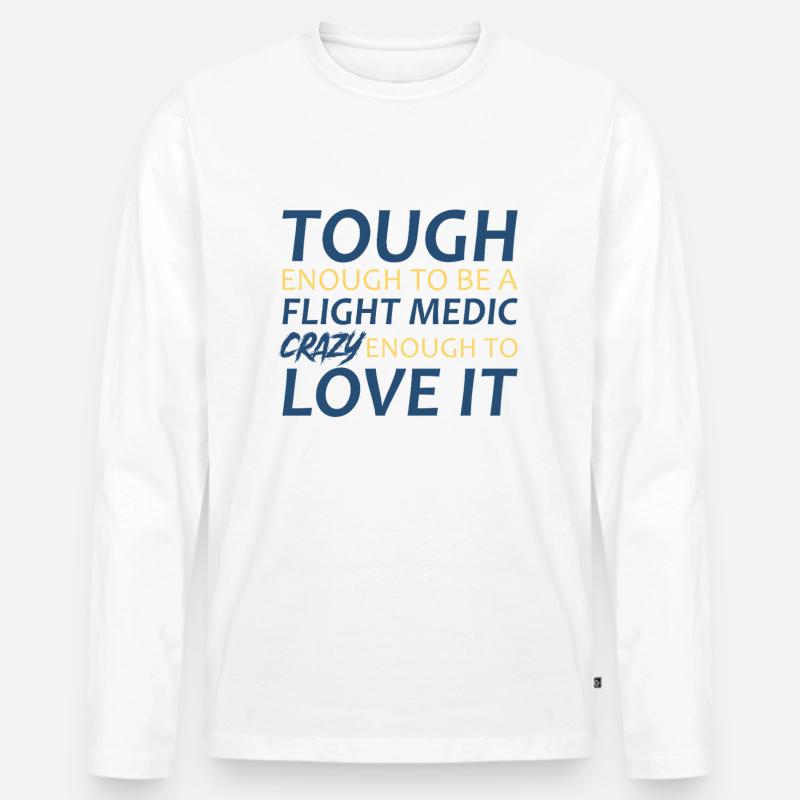 Flight Paramedic Crazy Luftrettung - Männer Premium Bio Langarmshirt - Weiß