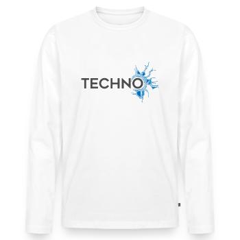 Circuit imprimé techno - T-shirt manches longues Premium bio Homme - blanc - Devant - Nico (187cm)