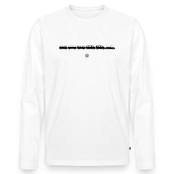 Volkswagen VW Camper Evolution Mit Logo In Schwarz - Männer Premium Bio Langarmshirt - Weiß - Vorne - Nico (187cm)