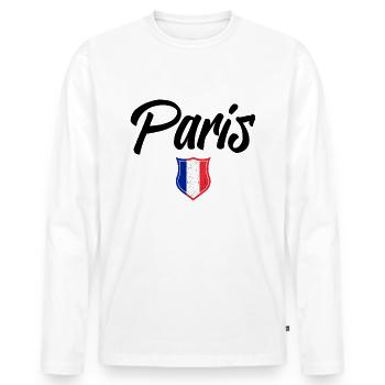 PARIS - Men's Premium Organic Long Sleeve Shirt - white - Front - Nico (187cm)