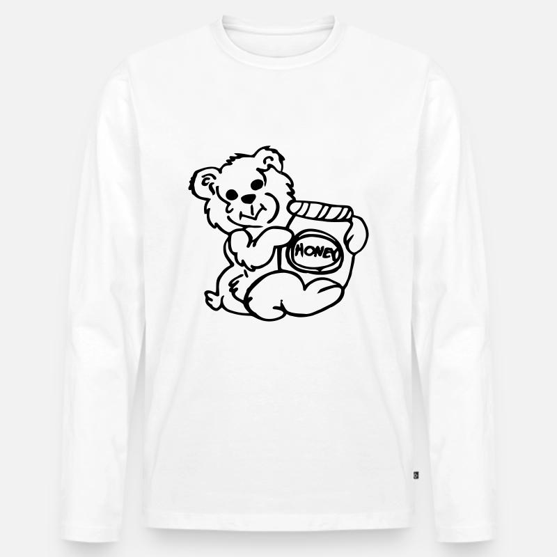 baer honey honig - Männer Premium Bio Langarmshirt - Weiß