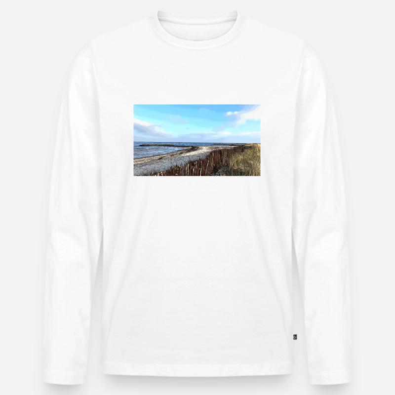 Nordsee - Männer Premium Bio Langarmshirt - Weiß