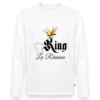 King île La Réunion Cadeau Pour Papa Et Fils - T-shirt manches longues Premium bio Homme - blanc - Devant - Nico (187cm)
