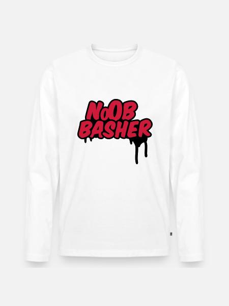 Noob Basher - Männer Premium Bio Langarmshirt - Weiß