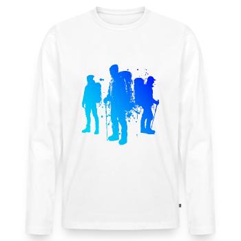 Bloc Bloc Bloc Escalade de bloc Femmes - T-shirt manches longues Premium bio Homme - blanc - Devant - Nico (187cm)