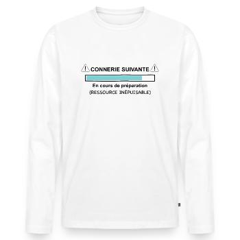Humour Connerie suivante téléchargement - T-shirt manches longues Premium bio Homme - blanc - Devant - Nico (187cm)
