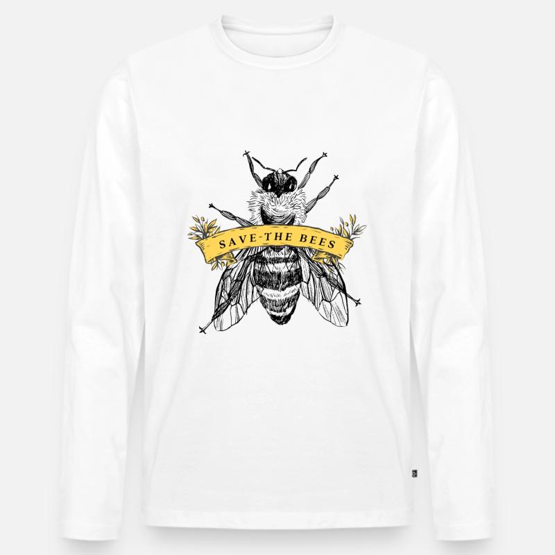 save the bees 4 - Männer Premium Bio Langarmshirt - Weiß
