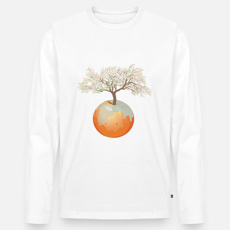 Erde - Apfelbaum - Männer Premium Bio Langarmshirt - undefined