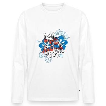 Hawaii Live Aloha Good Vibe Saying Retro - Men's Premium Organic Long Sleeve Shirt - white - Front - Nico (187cm)