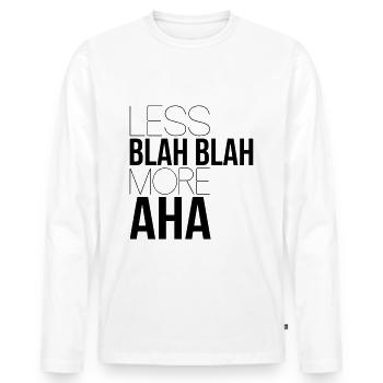 weniger bla bla - Männer Premium Bio Langarmshirt - Weiß - Vorne - Nico (187cm)