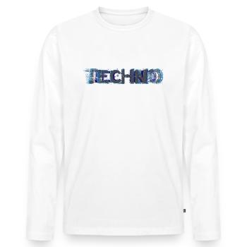 Hard Dark Acid Techno Glitch J’adore la techno - T-shirt manches longues Premium bio Homme - blanc - Devant - Nico (187cm)