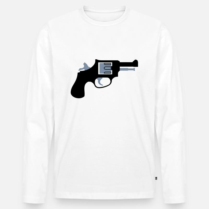 Revolver - Männer Premium Bio Langarmshirt - Weiß