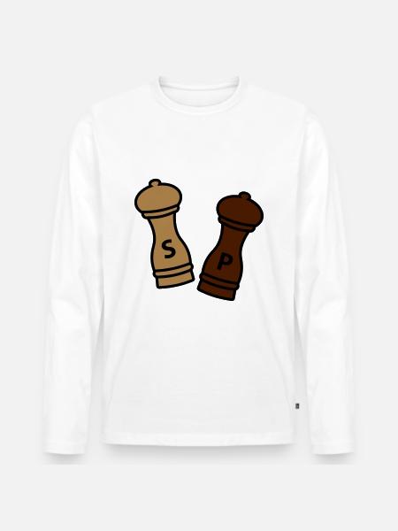 Peper en zout / cadeau idee hobbykok / kruiden - Mannen Premium Bio shirt met lange mouwen - wit
