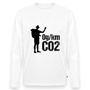 Bergsport und Wandern | Klimaneutral auf den Berg - Männer Premium Bio Langarmshirt - Weiß - Vorne - Nico (187cm)