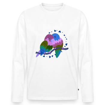Verliebte Vögel - Männer Premium Bio Langarmshirt - Weiß - Vorne - Nico (187cm)