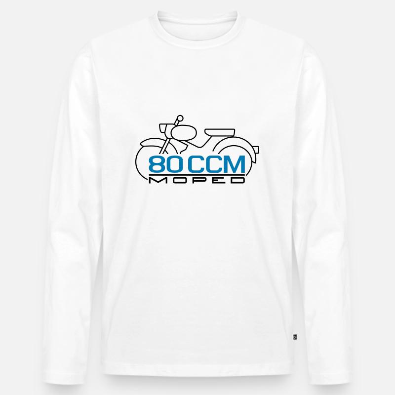 Moped Spatz 80 ccm Emblem - Männer Premium Bio Langarmshirt - Weiß