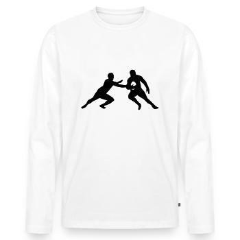 Rugby - T-shirt manches longues Premium bio Homme - blanc - Devant - Nico (187cm)