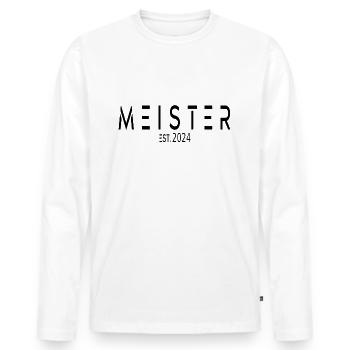 Meister EST. 2024 - Männer Premium Bio Langarmshirt - Weiß - Vorne - Nico (187cm)