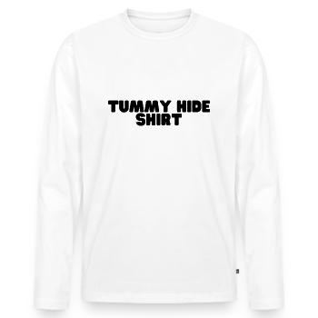 Tummy Hide - Männer Premium Bio Langarmshirt - Weiß - Vorne - Nico (187cm)