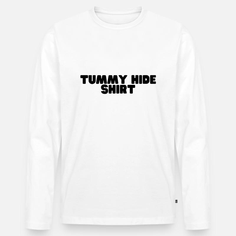 Tummy Hide - Männer Premium Bio Langarmshirt - Weiß