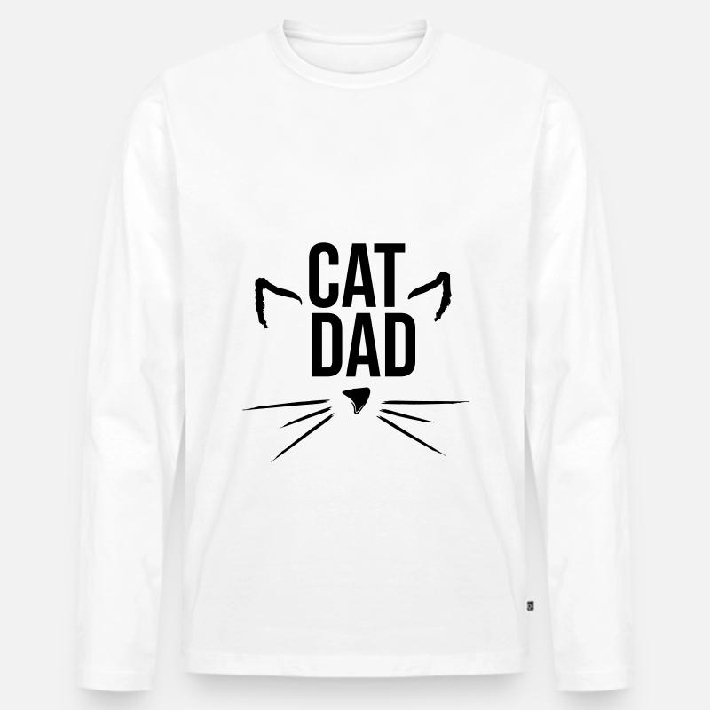 Cat Dad - Männer Premium Bio Langarmshirt - Weiß