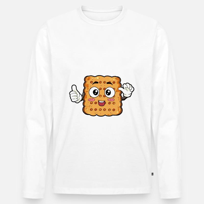 Keks Essen Feinschmecker Geschenk - Männer Premium Bio Langarmshirt - Weiß