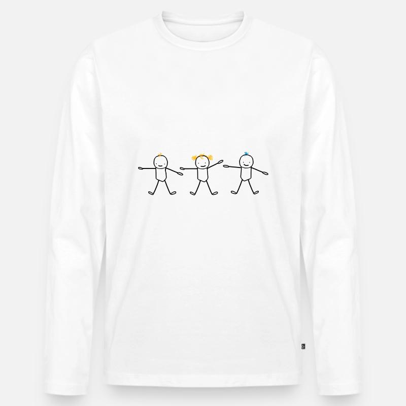 Brüder und Schwestern (anpassbare Haare) - Männer Premium Bio Langarmshirt - Weiß