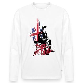 british PUNK ROCK ONE - Men's Premium Organic Long Sleeve Shirt - white - Front - Nico (187cm)