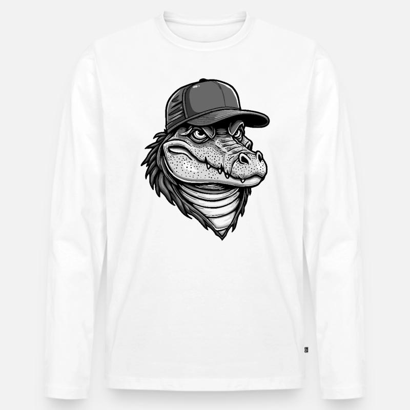Cooler Alligator - Männer Premium Bio Langarmshirt - Weiß