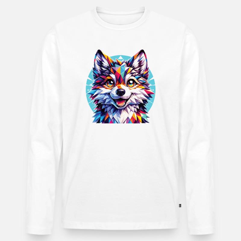 Polygon Wolf Junge - Männer Premium Bio Langarmshirt - Weiß