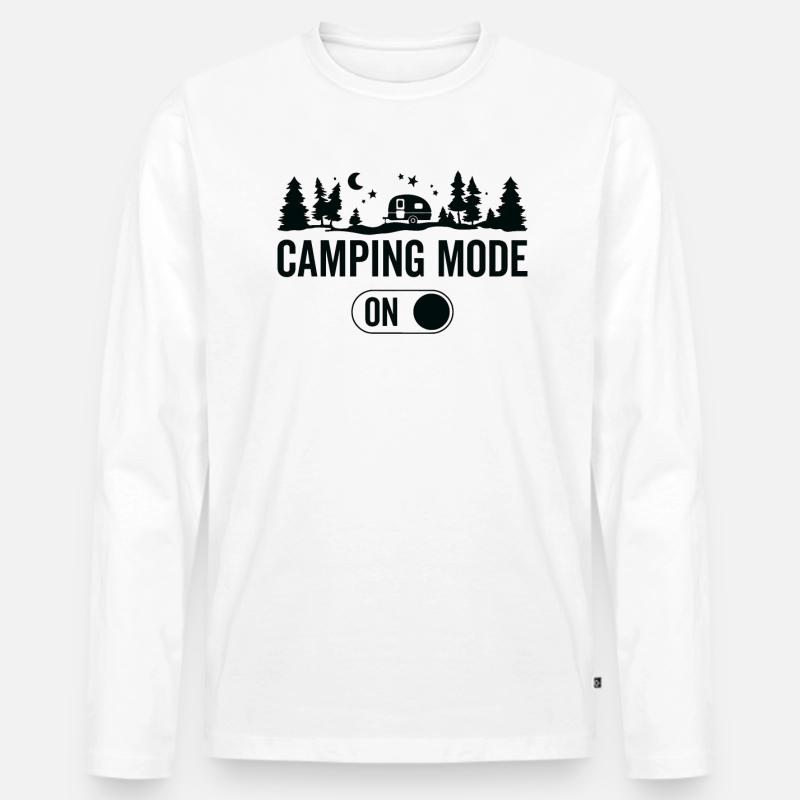 Campingmodus Ein - Wandern Camping - Männer Premium Bio Langarmshirt - Weiß