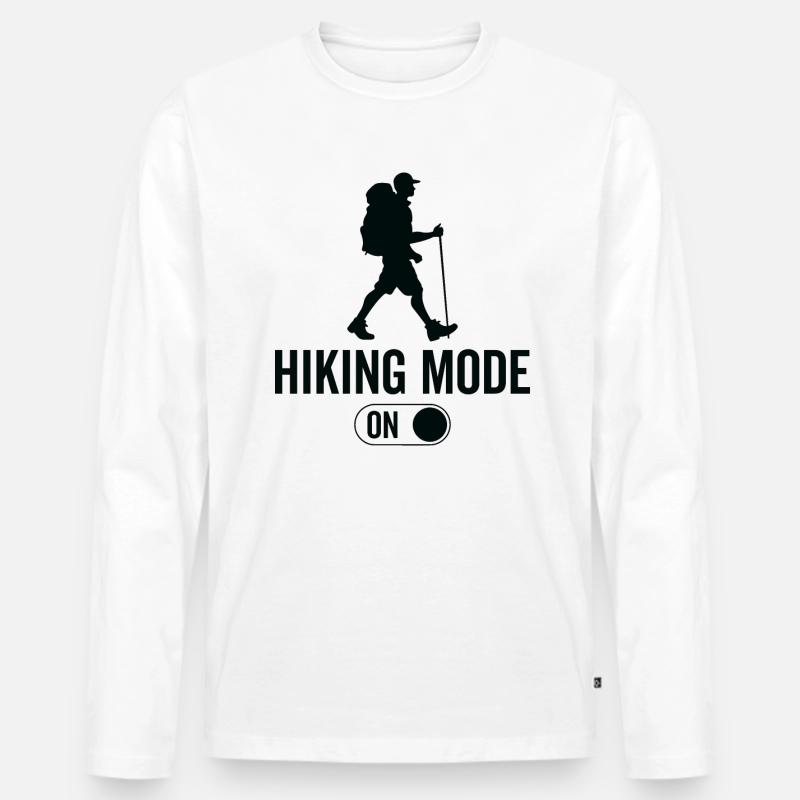 Wandermodus Ein - Wanderungen Wandern - Männer Premium Bio Langarmshirt - Weiß