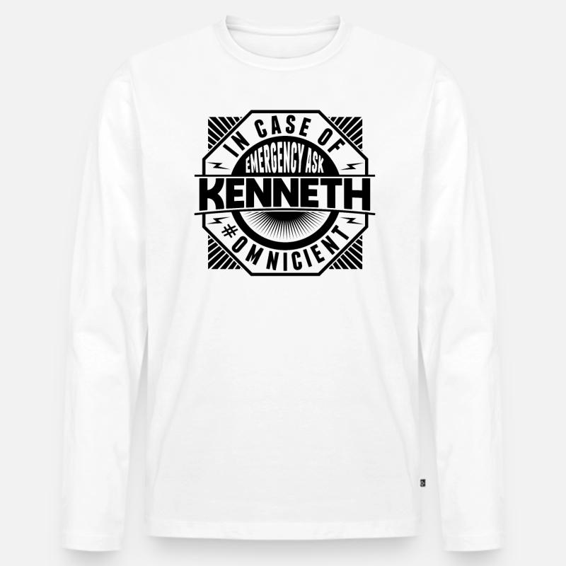 Im Notfall Fragen Sie Kenneth - Männer Premium Bio Langarmshirt - Weiß