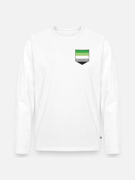 LGBTQ Aromantic Pride Flag Pocket - Men's Premium Organic Long Sleeve Shirt - white