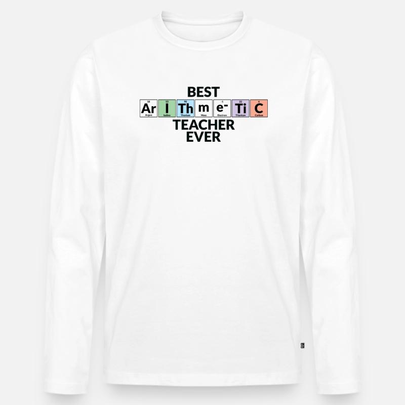 Bester Arithmetiklehrer Aller Zeiten - Männer Premium Bio Langarmshirt - Weiß