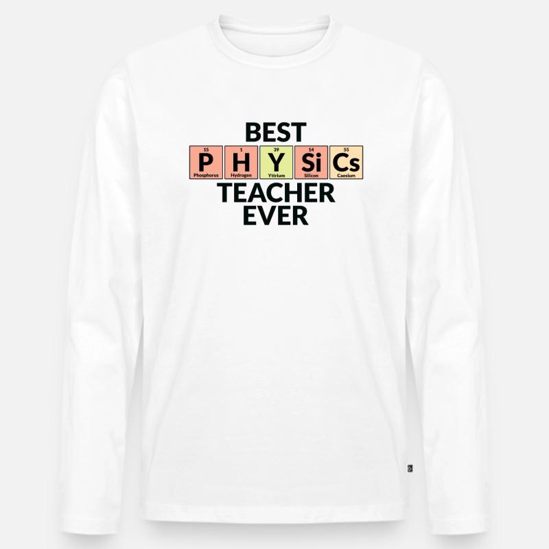 Bester Physiklehrer Aller Zeiten - Männer Premium Bio Langarmshirt - Weiß