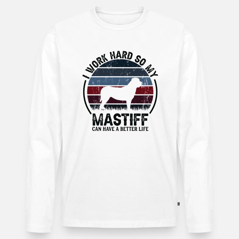 Arbeite Hart - Retro Mastiff - Männer Premium Bio Langarmshirt - Weiß