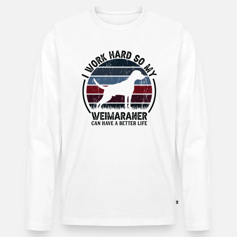 Arbeit Hart - Retro Weimaranerer - Männer Premium Bio Langarmshirt - Weiß