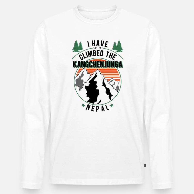 Wanderer - Kletterer Wanderwanderung Kangchenjunga - Männer Premium Bio Langarmshirt - Weiß