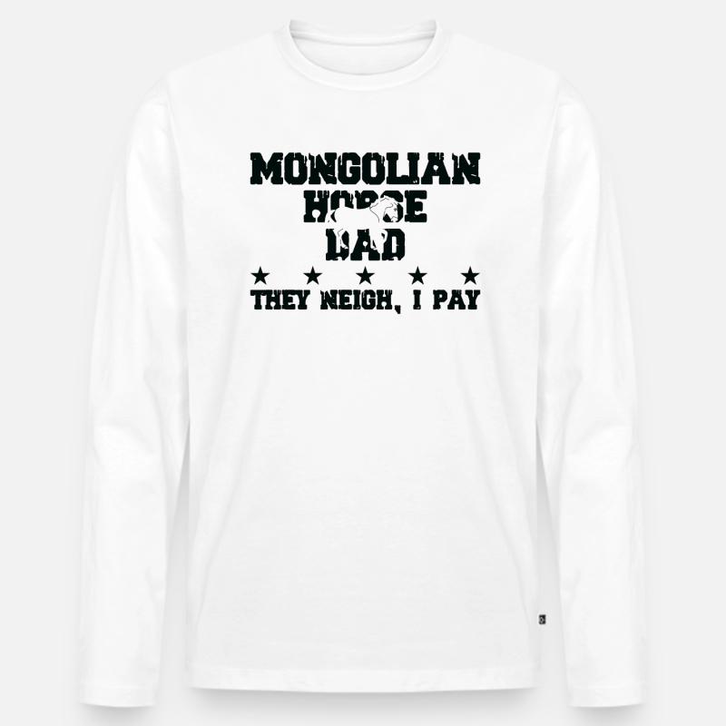 Pferdes Vater - Mongolisches Pferd - Männer Premium Bio Langarmshirt - Weiß