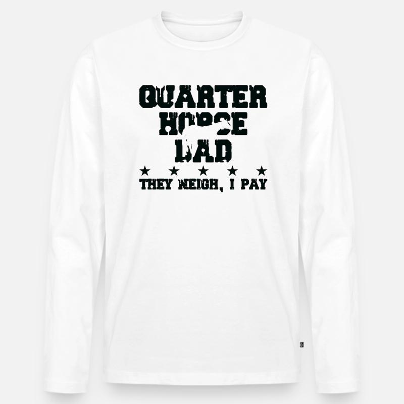 Pferdevater - Quarter Horse - Männer Premium Bio Langarmshirt - Weiß